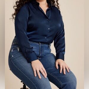 Maurice Blue Blouse Plus Size 2X.